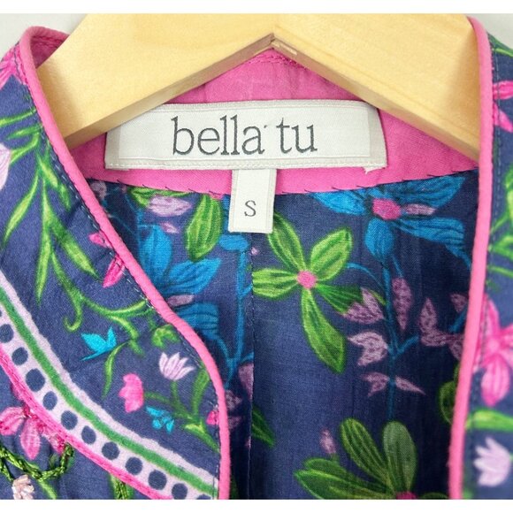 Bella Tu Floral Kaftan Style Dress Embroidered & Beaded Floral Pattern Size Smal - Picture 4 of 4